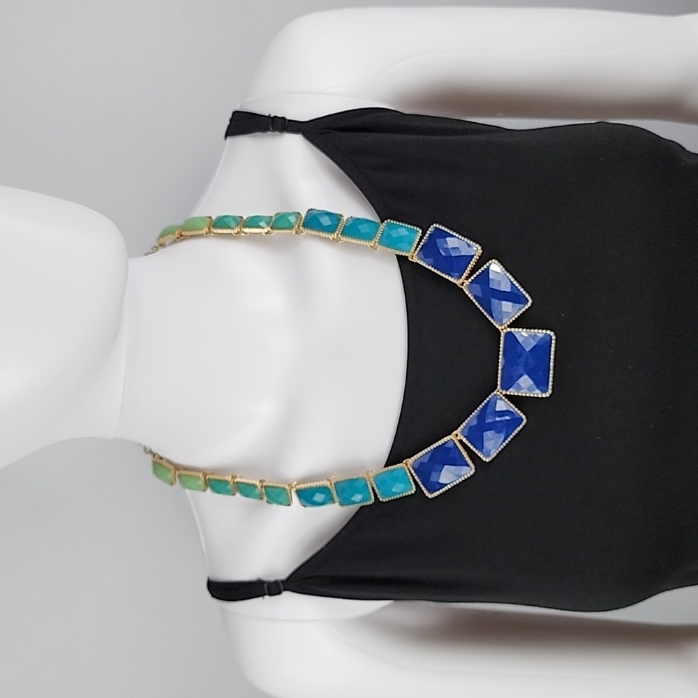 Four Shades of Blue!  Necklace 18", 4" Extender; Lobster Clasp
